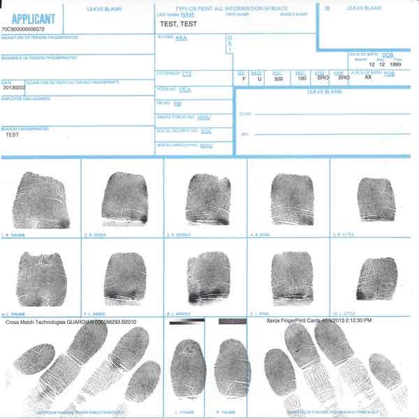 fingerprint clearance card